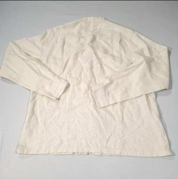 Utcoco Mens Size Large Shirt Long Sleeve Button Up Beige Ivory - Picture 4 of 7